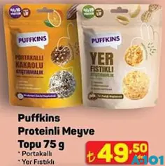 PUFFKİNS PROTEİNLİ MEYVE TOPU 75 G